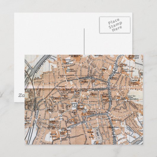 Vintage Kaart van Brugge (1905) (Voorkant / Achterkant)