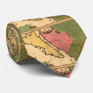 Vintage Kaart van Californië (1720) Stropdas