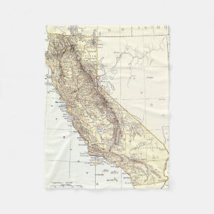 Vintage Kaart van Californië (1878) Fleece Deken