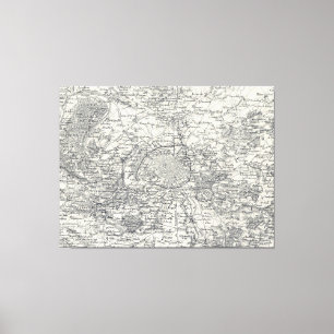 Vintage Kaart van de Nabijheid van Parijs Canvas Afdruk