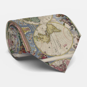 Vintage Kaart van de Wereld (1665) Stropdas