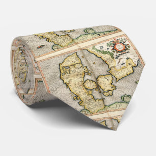 Vintage Kaart van Denemarken (1596) Stropdas