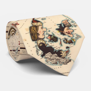 Vintage Kaart van Denemarken met Illustraties Stropdas