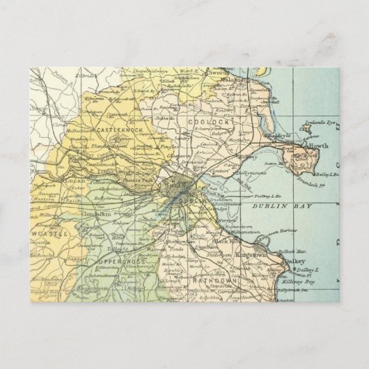 Vintage Kaart van Dublin en Omringende Gebieden (Voorkant)