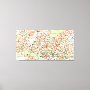 Vintage Kaart van Hamburg Duitsland (1890) Canvas Afdruk