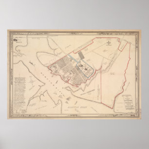 Vintage Kaart van Hampton Virginia (1867) Poster