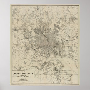 Vintage Kaart van het M.D. van Baltimore (1919) Poster