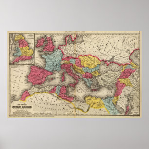 Vintage Kaart van het Roman Imperium (1875) Poster