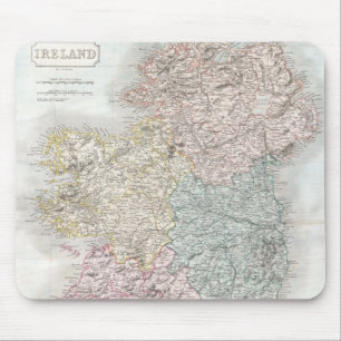 Vintage Kaart van Ierland (1850) Muismat