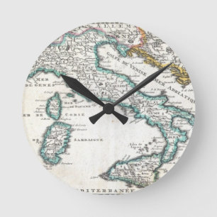 Vintage Kaart van Italië (1706) Ronde Klok