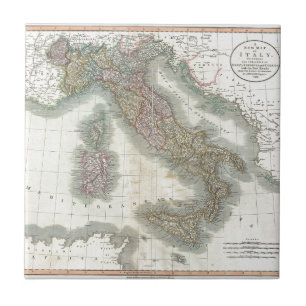 Vintage Kaart van Italië Tegeltje