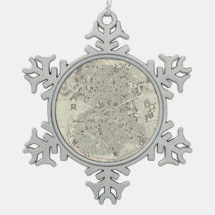 Vintage Kaart van Madrid Spanje (1831) Tin Sneeuwvlok Ornament