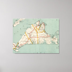 Vintage Kaart van Martha's Vineyard (1917) Canvas Afdruk