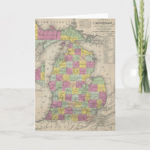 Vintage Kaart van Michigan (1853)