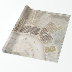 Vintage Kaart van New Orleans Louisiane (1817) Cadeaupapier
