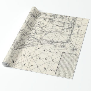 Vintage Kaart van Oostelijk Noord-Carolina (1738) Cadeaupapier