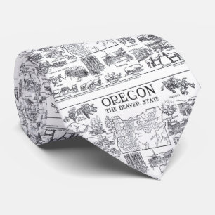 Vintage Kaart van Oregon (1912) - BW Stropdas