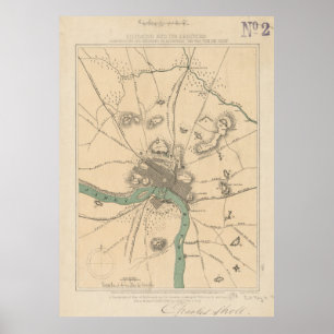 Vintage Kaart van Richmond Virginia (1867) Poster