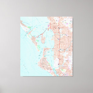 Vintage Kaart van Sarasota Florida (1973) Canvas Afdruk