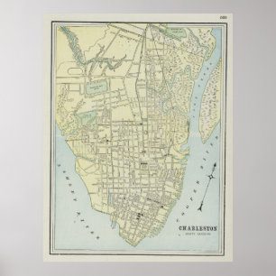 Vintage Kaart van Sc van Charleston (1901) Poster