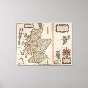 Vintage Kaart van Schotland (1654) Canvas Afdruk