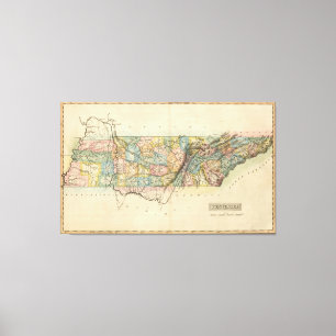 Vintage Kaart van Tennessee (1822) Canvas Afdruk