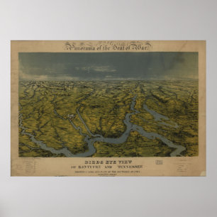 Vintage Kaart van Tennessee & Kentucky (1862) Poster