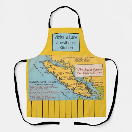 Vintage kaart van Vancouver Island Keukenhanddoek Schort (Voorkant)