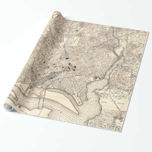 Vintage Kaart van Washington D.C. (1900) Cadeaupapier