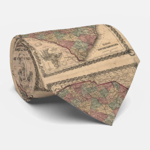 Vintage Kaart van Zuid-Carolina (1865) Stropdas