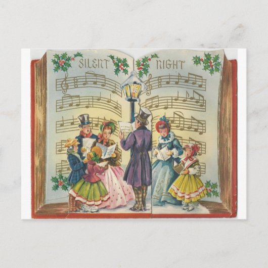 Vintage-Kaart voor kerstCarolers Feestdagenkaart (Voorkant)