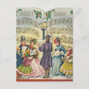 Vintage-Kaart voor kerstCarolers Feestdagenkaart