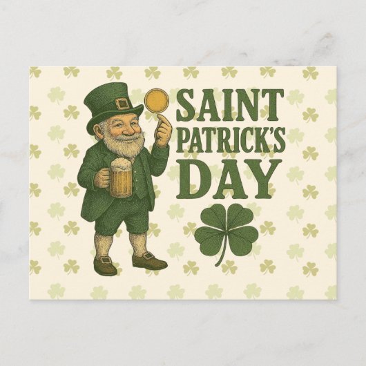 Vintage, kabouter St. Patrick's Day  Feestdagenkaart (Voorkant)