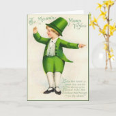 Vintage Kabouter St. Patrick's Day Kaart (Gele Bloem)