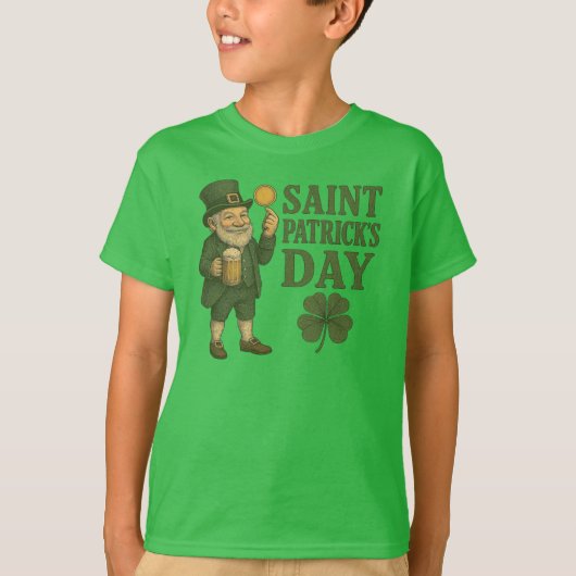 Vintage, kabouter St. Patrick's Day T-shirt (Voorkant)