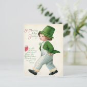 Vintage kabouterjongen St. Patrick's Day kaart (Staand voorkant)