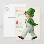 Vintage kabouterjongen St. Patrick's Day kaart (Voorkant / Achterkant)