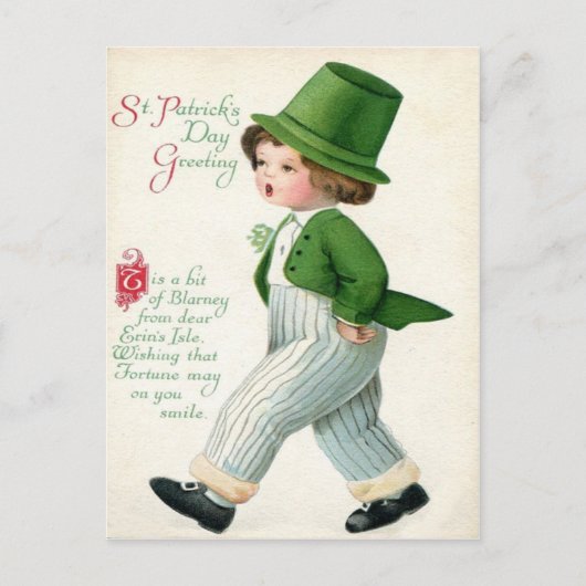 Vintage kabouterjongen St. Patrick's Day kaart (Voorkant)