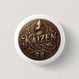 Vintage Kaizen Crest Knop | Continuele Verbetering Ronde Button 3,2 Cm