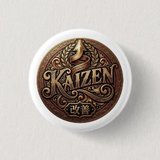 Vintage Kaizen Crest Knop | Continuele Verbetering Ronde Button 3,2 Cm