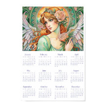 Vintage kalender engel Art Deco 2025. 