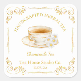 Vintage Kamillethee Vierkante Label