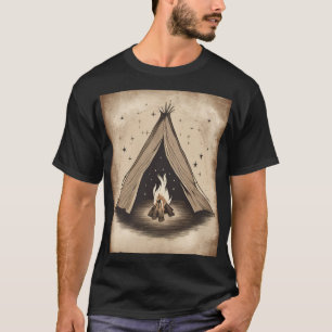 Vintage Kampeer Tent Kampvuur Outdoor Avontuur Hoo T-shirt