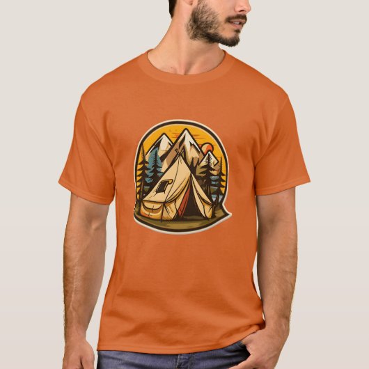vintage kampeertent vector jongen t-shirt (Voorkant)