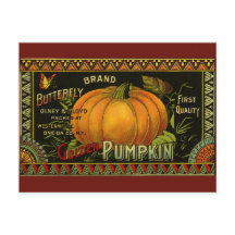 Vintage kan kunst labelen, vlinderpompoen