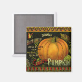 Vintage kan kunst labelen, vlinderpompoen magneet (Voorkant / Achterkant)