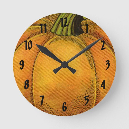 Vintage kan kunst labelen, vlinderpompoen ronde klok (Voorkant)