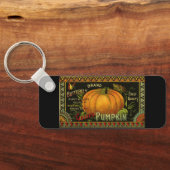 Vintage kan kunst labelen, vlinderpompoen sleutelhanger (Achterkant)