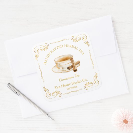 Vintage Kaneelthee Vierkante Label (Envelop)