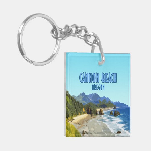 Vintage Kannon Beach Oregon Sleutelhanger (Voorkant Links)